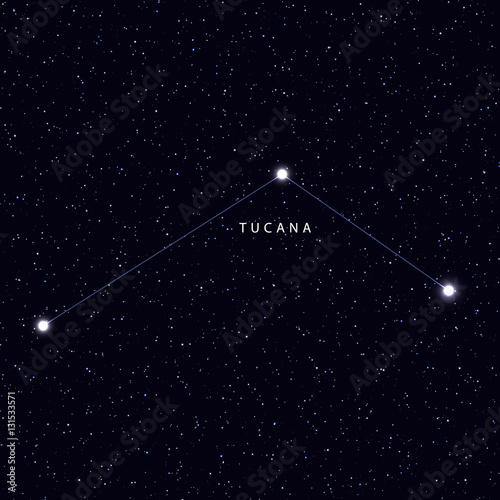 Sky Map with the name of the stars and constellations. Astronomical symbol constellation Tucana