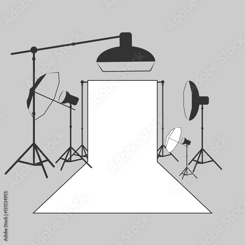 vector photographer studio lighting equipment icon
