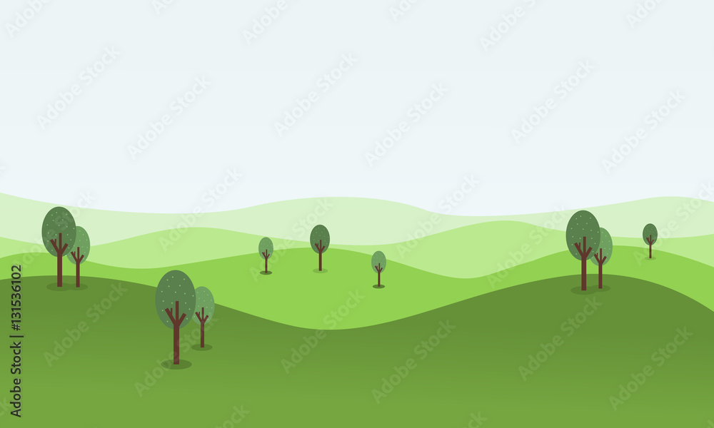 vector flat of rolling hill landscape Stock Vector | Adobe Stock