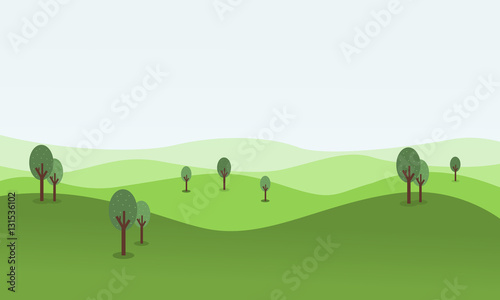 vector flat of rolling hill landscape