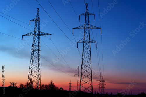 High Voltage Electric Transmission Tower Energy Pylon.