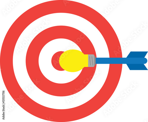 Bullseye with light bulb dart. Center