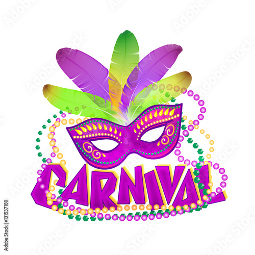 Bright vector carnival icons mask and sign.
