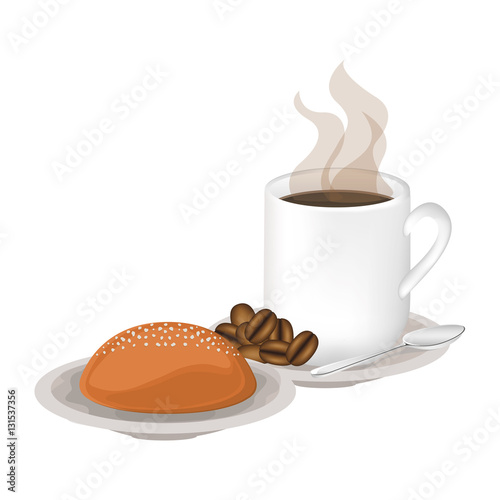 Bread and coffee mug icon. Bakery food shop traditional and product theme. Isolated design. Vector illustration
