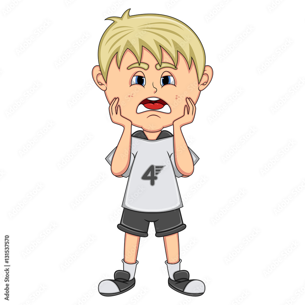 Little boy sad cartoon