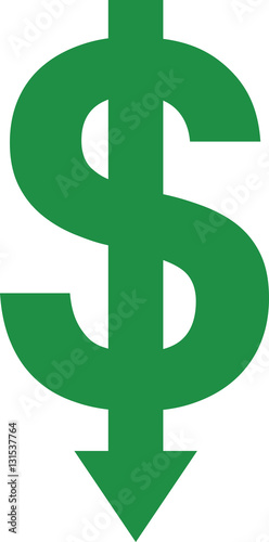 Dollar with arrow down