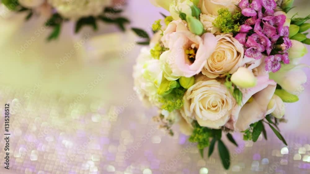 Resting White Rose Bouquet on wedding day. Resting White Rose Bouquet on wedding day.