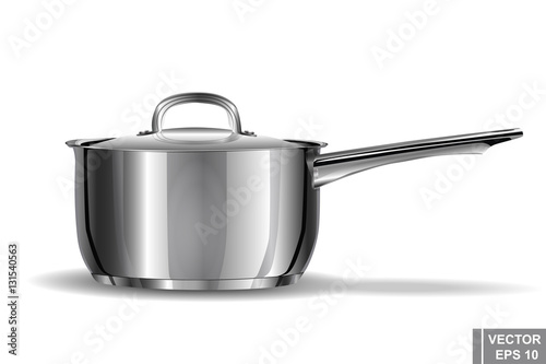 Metal pan realistic. Preparation wholesome food. Cooking. Kitchen tools.