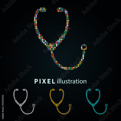 Stethoscope - pixel illustration.