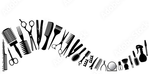 Photographie Wave from silhouettes of tools for the hairdresser