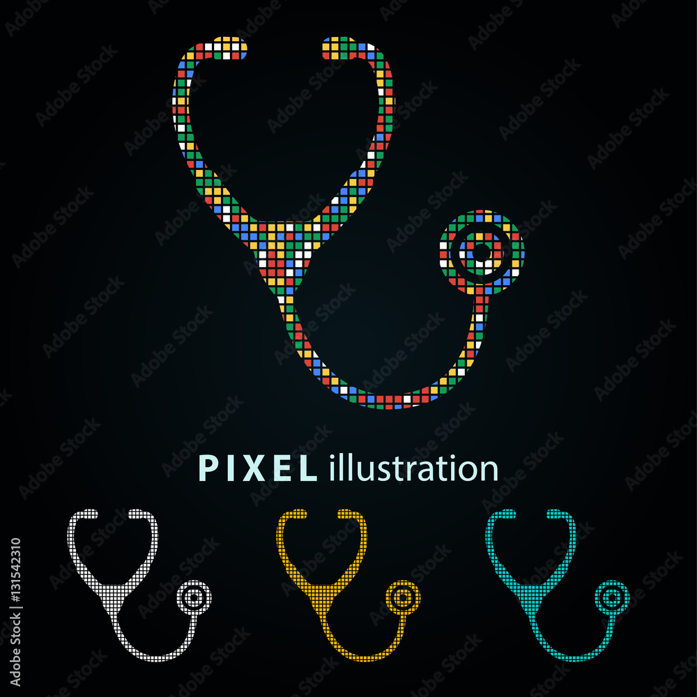 Stethoscope pixel illustration. Stock Vector Adobe Stock