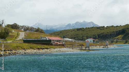 View of Tierra del Fuego from the Historic Estancia Haberton Farm Against the Beagle Channel near Ushuaia Argentina photo