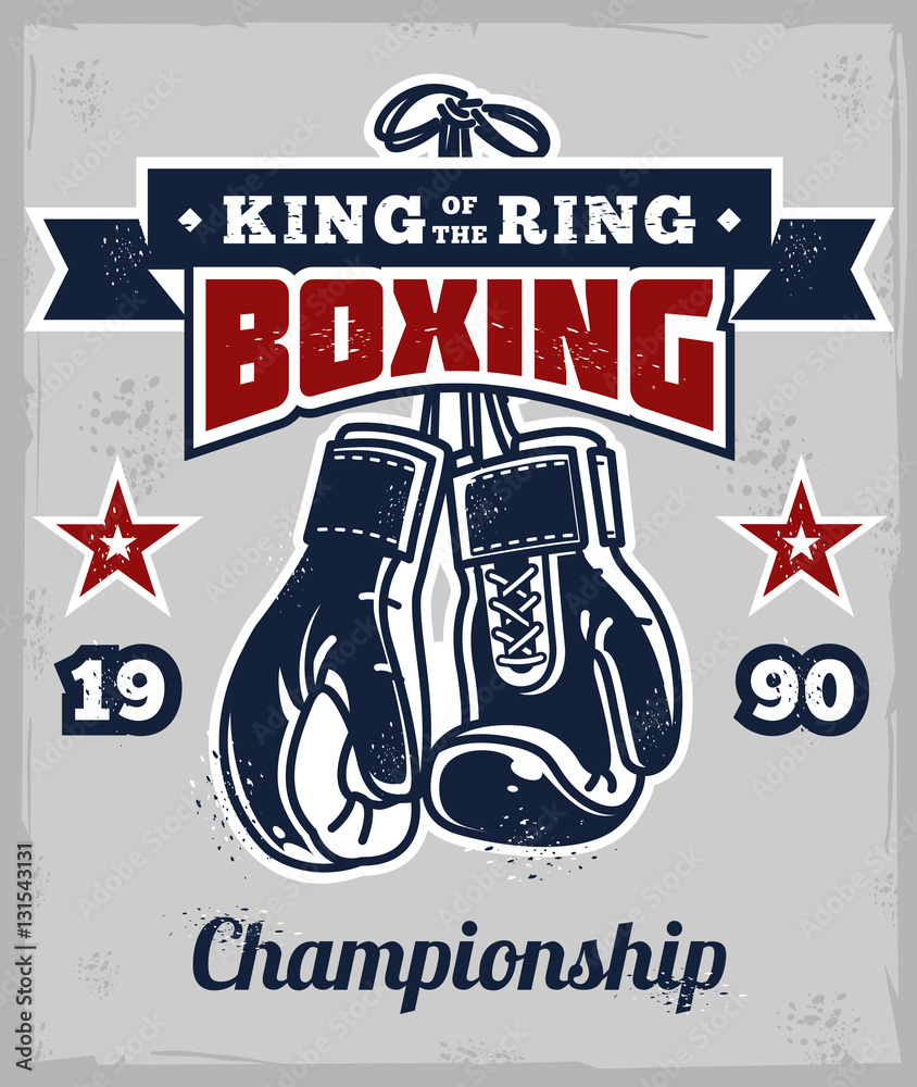 Εκτύπωση καμβά Poster with boxing gloves in retro style