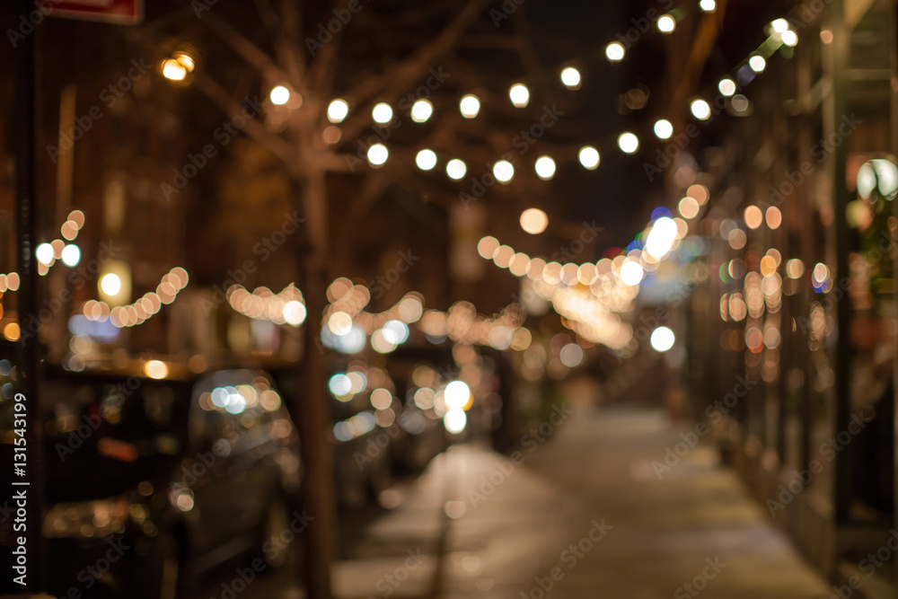 Blurred Street in christmas lights 