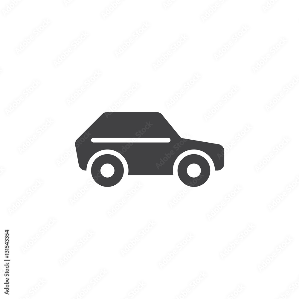 Car icon vector, filled flat sign, solid pictogram isolated on white. Vehicle symbol, logo illustration