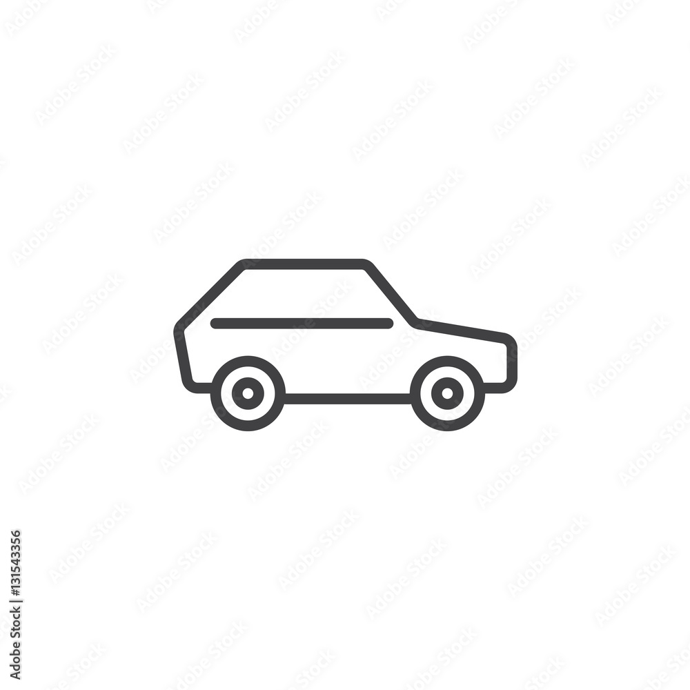 Car line icon, outline vector sign, linear pictogram isolated on white. Vehicle symbol, logo illustration