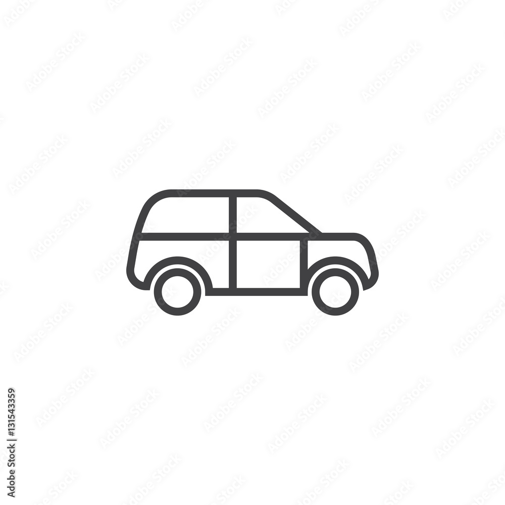 Car line icon, outline vector sign, linear pictogram isolated on white. Vehicle symbol, logo illustration