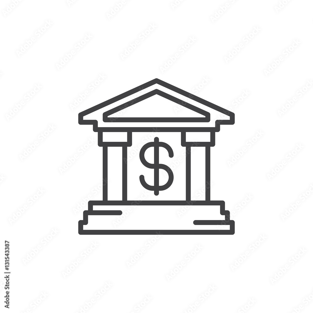 Bank line icon, outline vector sign, linear pictogram isolated on white. Symbol, logo illustration Bank line icon, outline vector sign, linear pictogram isolated on white. Symbol, logo illustration