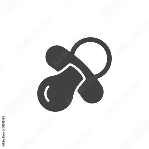 Pacifier, nipple icon vector, filled flat sign, solid pictogram isolated on white. Symbol, logo illustration