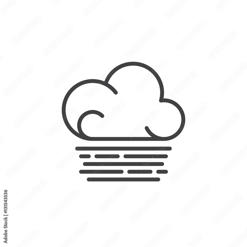 Fog cloud line icon, outline vector sign, linear pictogram isolated on white. Weather forecast symbol, logo illustration Fog cloud line icon, outline vector sign, linear pictogram isolated on white. Weather forecast symbol, logo illustration