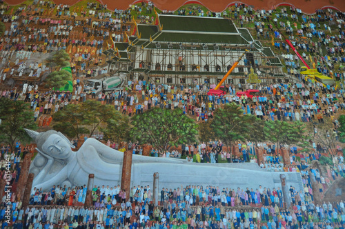 Paintings of Buddha statue at Wat Khun Inthapramun,Thailand.