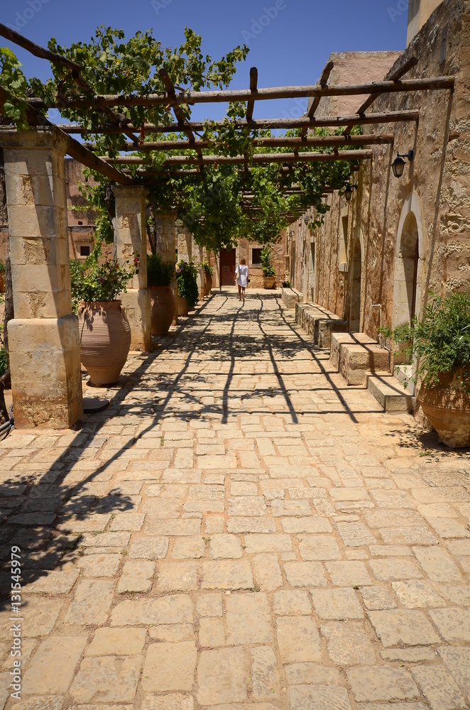 Obraz premium Arkadi monastery on Crete island, Greece. Ekklisia Timios Stavros - Moni Arkadiou in Greek. It is a Venetian baroque church.