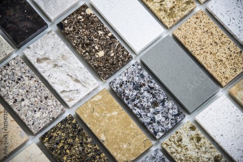 tile flooring of marble, quartz and granite