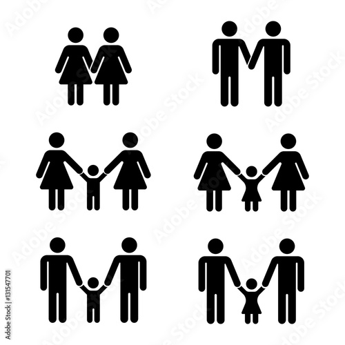 Vector gay family icons over white