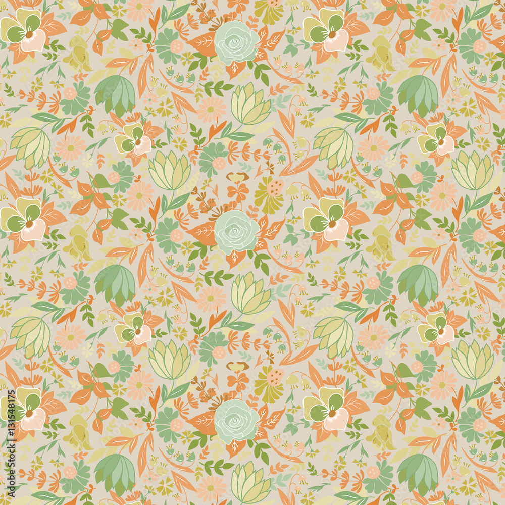 Seamless pattern with meadow flowers
