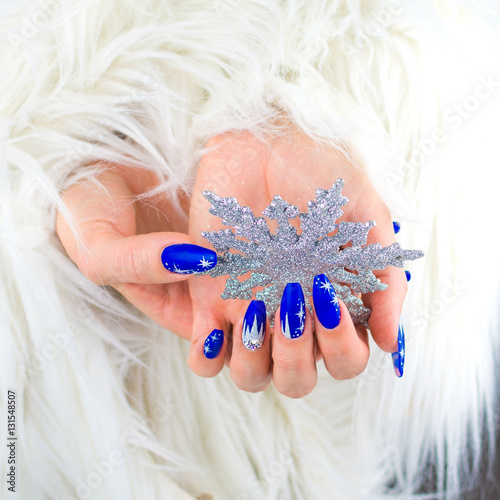Εκτύπωση καμβά Christmas blue nails
