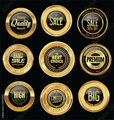 Luxury golden retro badges collection