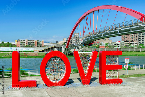 View of rainbow bridge in Taipei