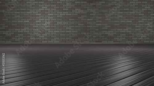 3D rendering room  the dark grey wood flooring