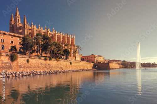 The famous medieval gothic cathedral of Palma de Mallorca, spain