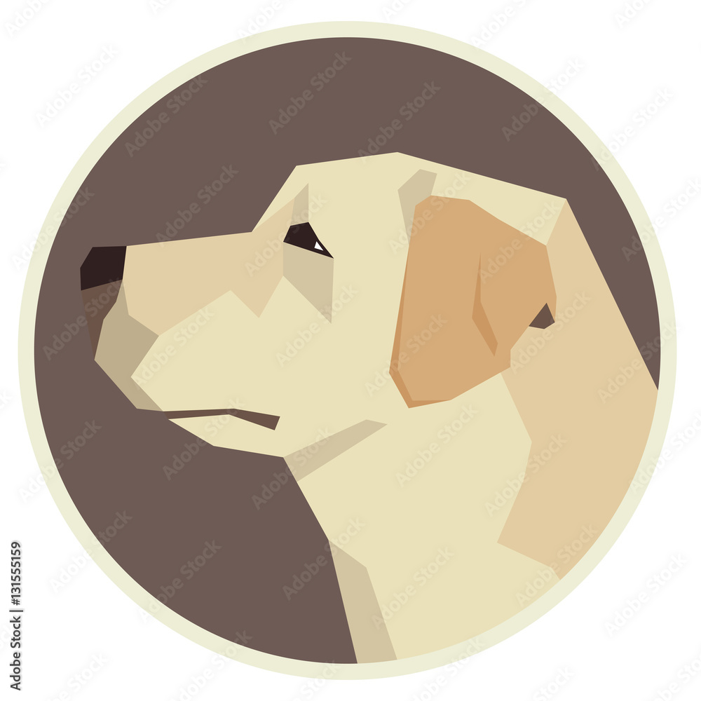 Dog collection Labrador Retriever Geometric style icon round