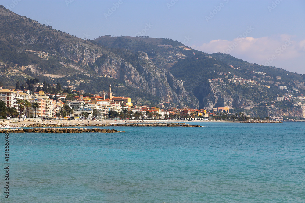 Beautiful sea view of Menton on French Riviera