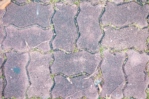 Close up abstract brick cement block concrete pavement floor pattern wall background texture
