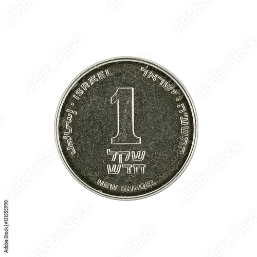 Foto one israeli new shekel coin isolated on white background
