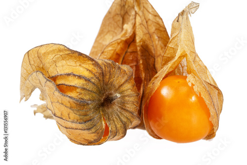 Fruits Physalis ( Physalis peruviana) isolated on white background photo