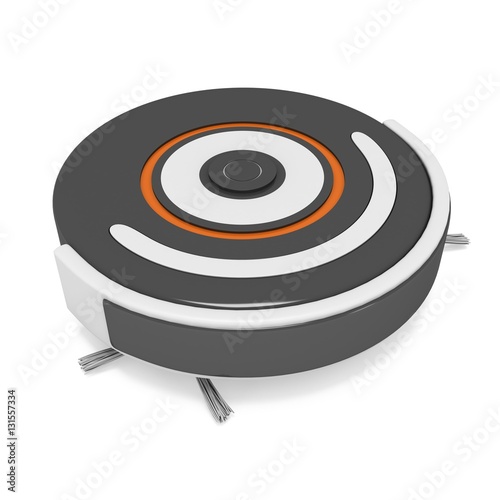 Robot vacuum cleaner. 3d render isolated on white. Smart cleaning technology concept