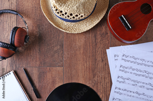 Guitar, headphones, music s...