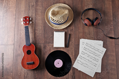 Guitar, headphones, music s...