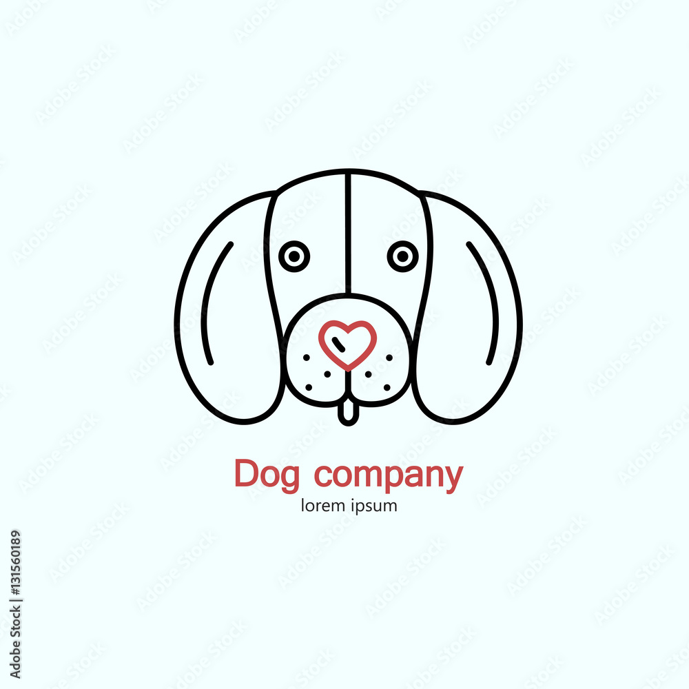 Single logo with a dog made in modern line style vector. Single logo with a dog made in modern line style vector.