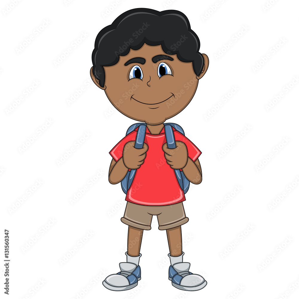 Little boy carrying a backpack cartoon Little boy carrying a backpack cartoon