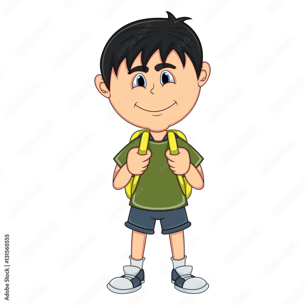 Little boy carrying a backpack cartoon Little boy carrying a backpack cartoon