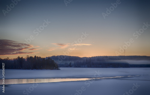 Sunrise on a winter morning.