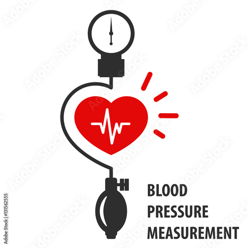 Blood pressure measurement icon - heart and sphygmomanometer