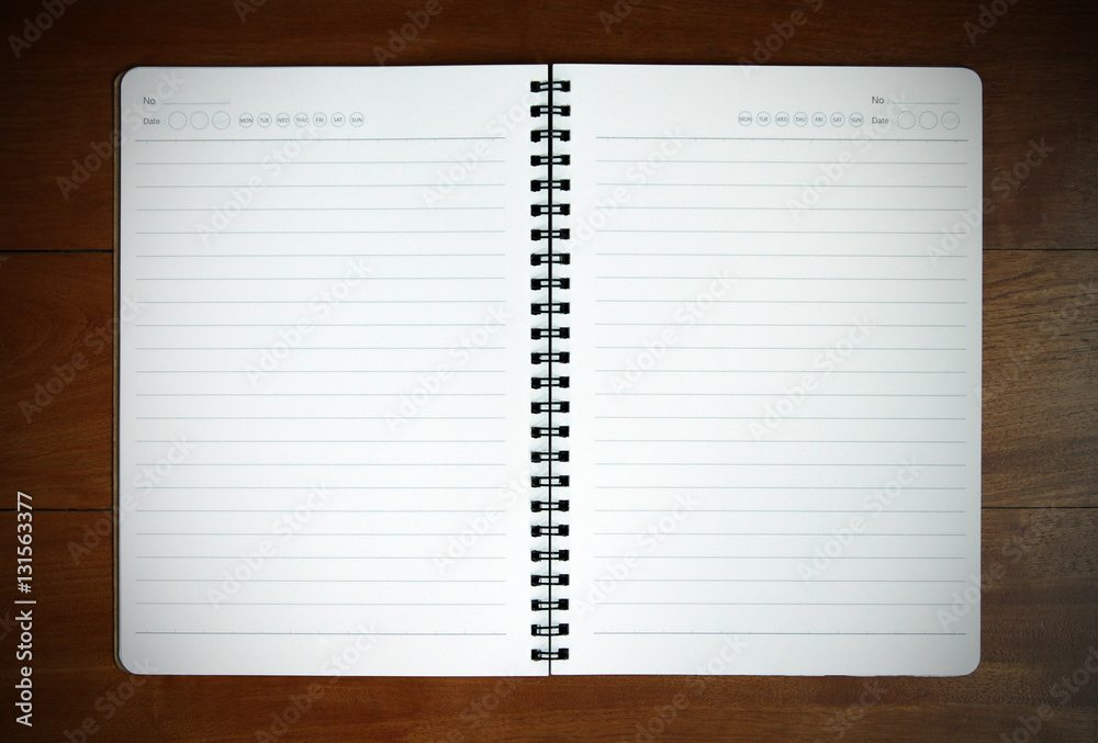 Notebook empty on wooden Notebook empty on wooden