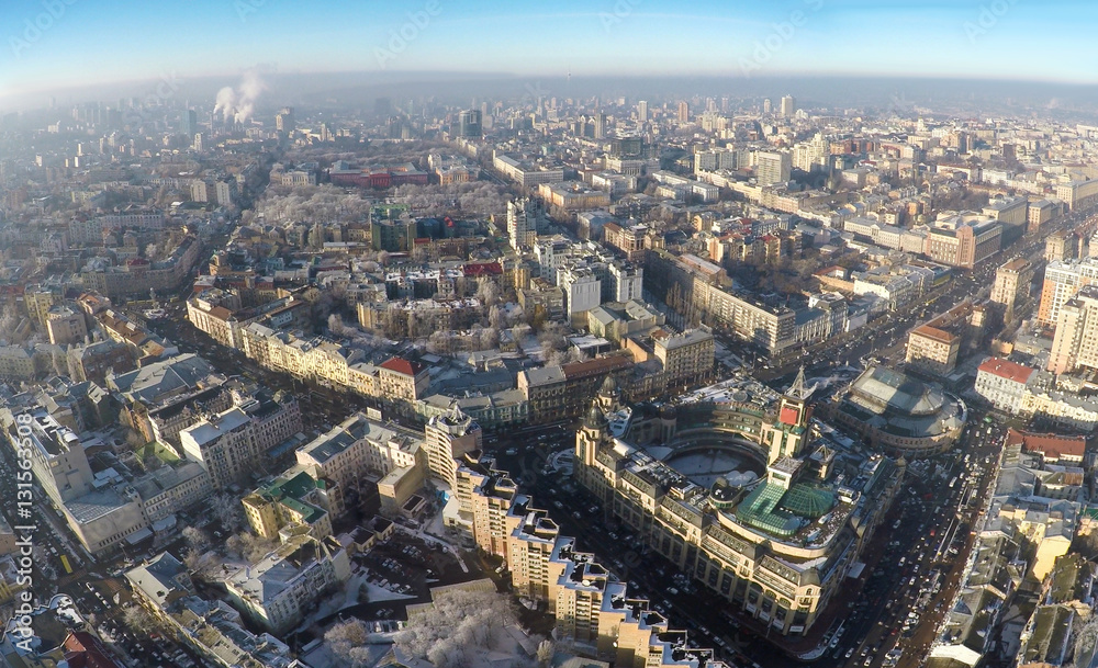 Kiev winter, aerial view