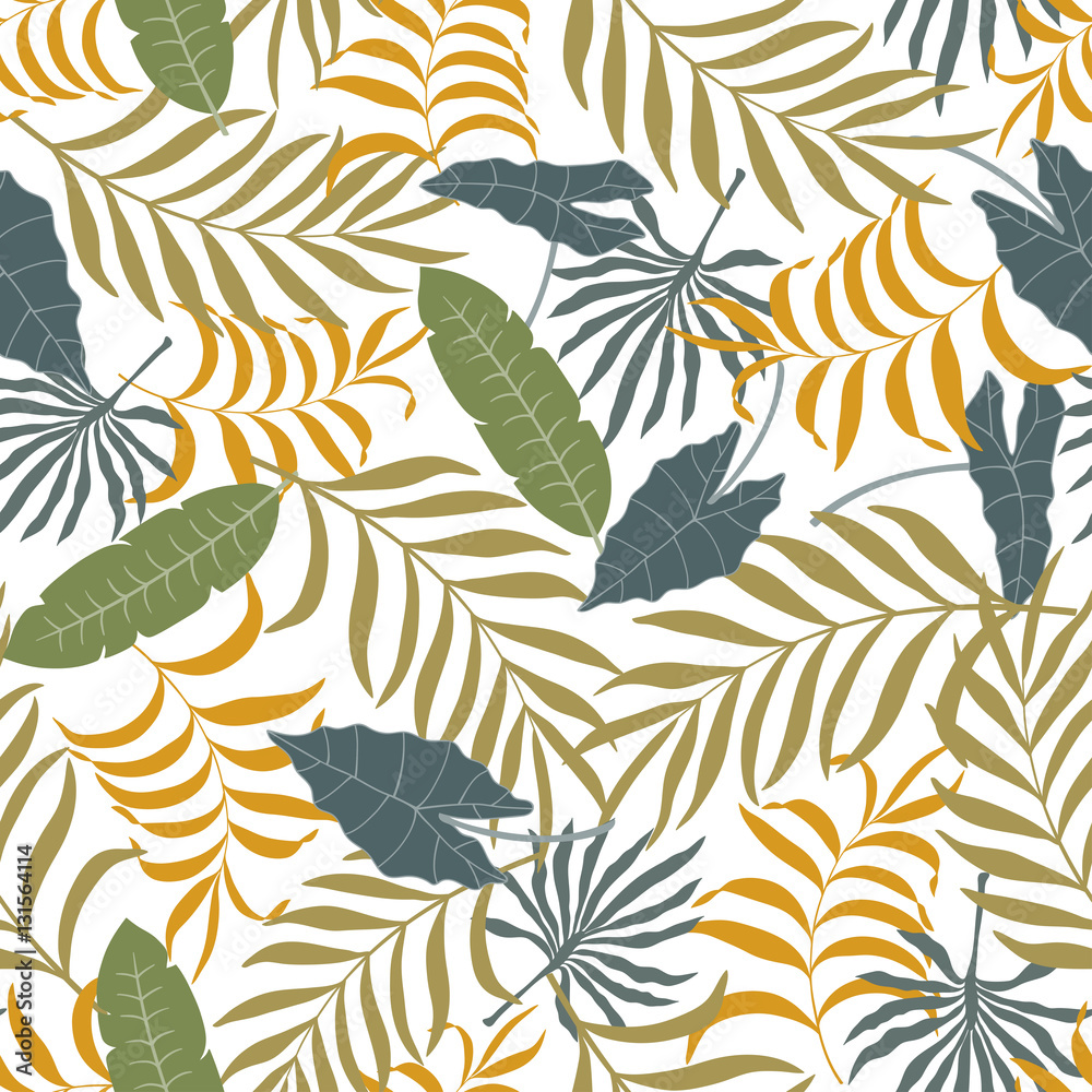 Tropical background with palm leaves. Seamless floral pattern Tropical background with palm leaves. Seamless floral pattern